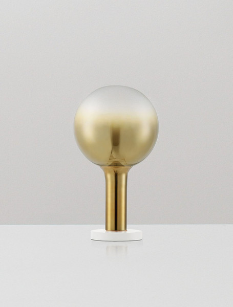 Nova Luce LED Tischleuchte Nostos dimmbar 3W warmweiss 3000K Gold Weiß Glas Metall Ø20cm 9009103