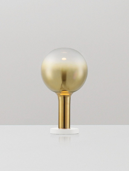 Nova Luce LED Tischleuchte Nostos dimmbar 3W warmweiss 3000K Gold Weiß Glas Metall Ø20cm 9009103