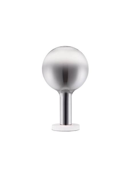 Nova Luce LED Tischleuchte Nostos dimmbar 3W warmweiss 3000K Gold Weiß Rauchgrau Glas Metall Ø20cm 9009104