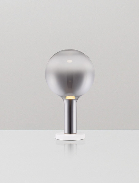 Nova Luce LED Tischleuchte Nostos dimmbar 3W warmweiss 3000K Gold Weiß Rauchgrau Glas Metall Ø20cm 9009104