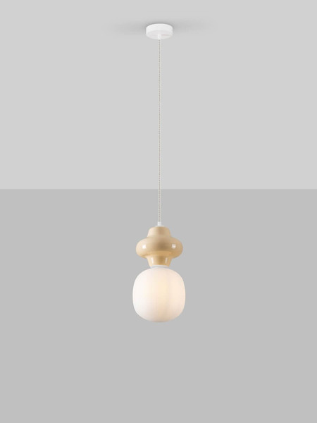 Nova Luce Pendelleuchte Clio E14 Gelb Weiß Opal Glas Metall Ø18x198cm 9009106