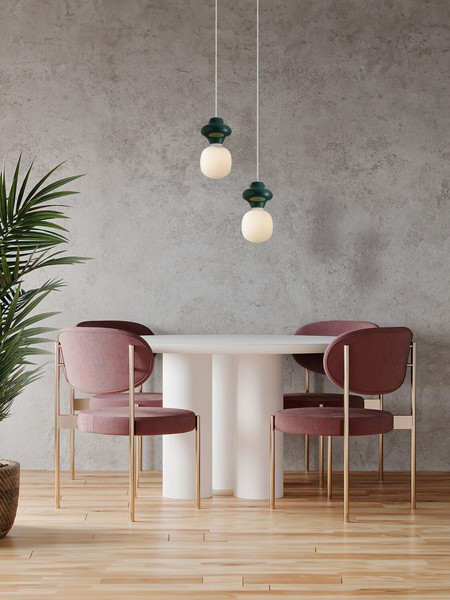 Nova Luce Pendelleuchte Clio E14 Jaspis Weiß Opal Glas Metall Ø18x198cm 9009107