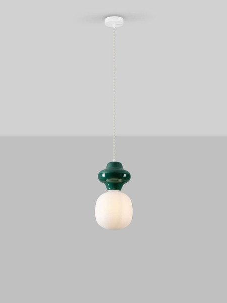 Nova Luce Pendelleuchte Clio E14 Jaspis Weiß Opal Glas Metall Ø18x198cm 9009107