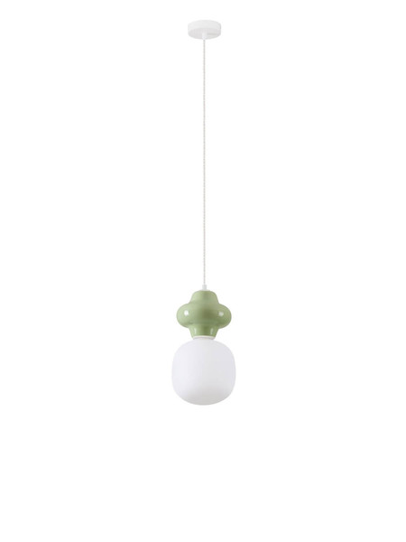 Nova Luce Pendelleuchte Clio E14 Grün Weiß Opal Glas Metall Ø18x198cm 9009108