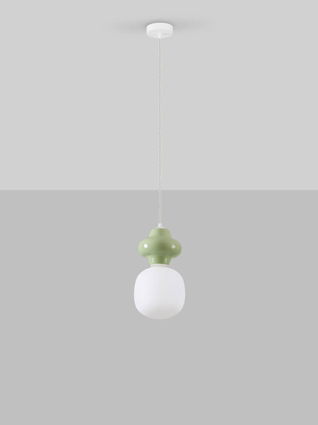 Nova Luce Pendelleuchte Clio E14 Grün Weiß Opal Glas Metall Ø18x198cm 9009108