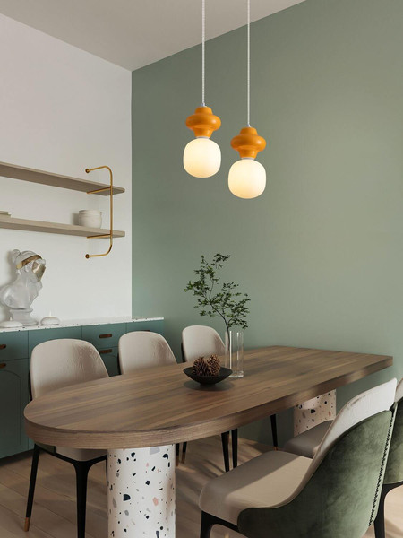 Nova Luce Pendelleuchte Clio E14 Weiß Opal Orange Glas Metall Ø18x198cm 9009109