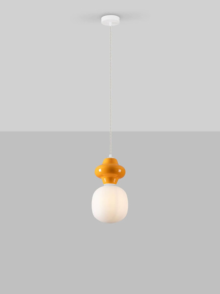 Nova Luce Pendelleuchte Clio E14 Weiß Opal Orange Glas Metall Ø18x198cm 9009109