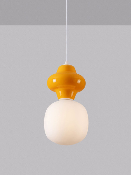 Nova Luce Pendelleuchte Clio E14 Weiß Opal Orange Glas Metall Ø18x198cm 9009109