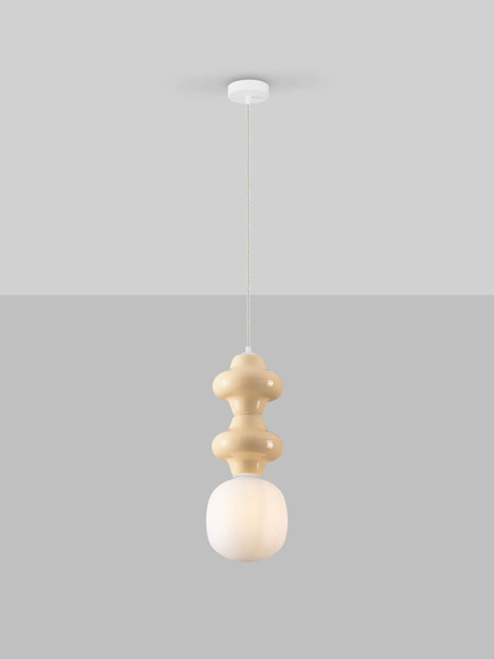 Nova Luce Pendelleuchte Clio E14 Gelb Weiß Opal Glas Metall Ø18x215cm 9009110