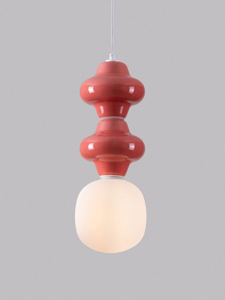 Nova Luce Pendelleuchte Clio E14 Rot Weiß Opal Glas Metall Ø18cm 9009111