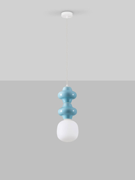 Nova Luce Pendelleuchte Clio E14 Blau Weiß Opal Glas Metall Ø18cm 9009113