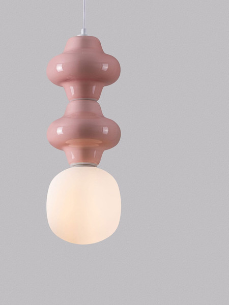 Nova Luce Pendelleuchte Clio E14 Pink Weiß Opal Glas Metall Ø18x215cm 9009114