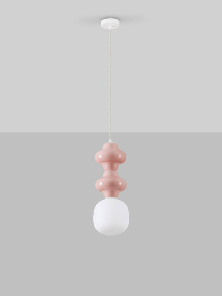 Nova Luce Pendelleuchte Clio E14 Pink Weiß Opal Glas Metall Ø18x215cm 9009114