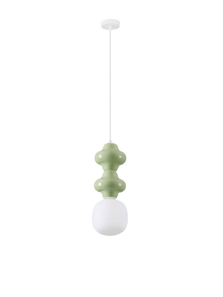 Nova Luce Pendelleuchte Clio E14 Grün Weiß Opal Glas Metall Ø18x215cm 9009115