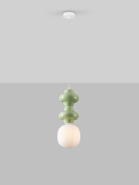 Nova Luce Pendelleuchte Clio E14 Grün Weiß Opal Glas Metall Ø18x215cm 9009115