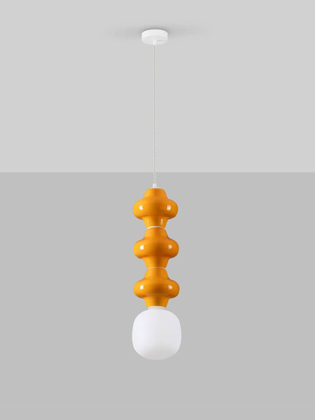 Nova Luce Pendelleuchte Clio E14 Weiß Opal Orange Glas Metall Ø18x240cm 9009120