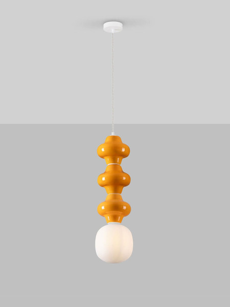 Nova Luce Pendelleuchte Clio E14 Weiß Opal Orange Glas Metall Ø18x240cm 9009120