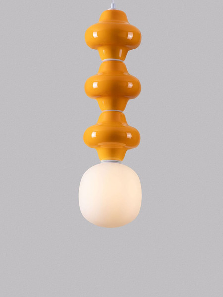Nova Luce Pendelleuchte Clio E14 Weiß Opal Orange Glas Metall Ø18x240cm 9009120