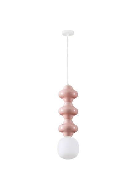 Nova Luce Pendelleuchte Clio E14 Pink Weiß Opal Glas Metall Ø18x240cm 9009121