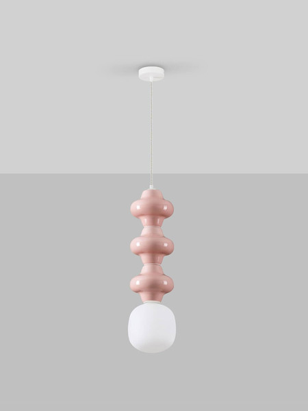 Nova Luce Pendelleuchte Clio E14 Pink Weiß Opal Glas Metall Ø18x240cm 9009121