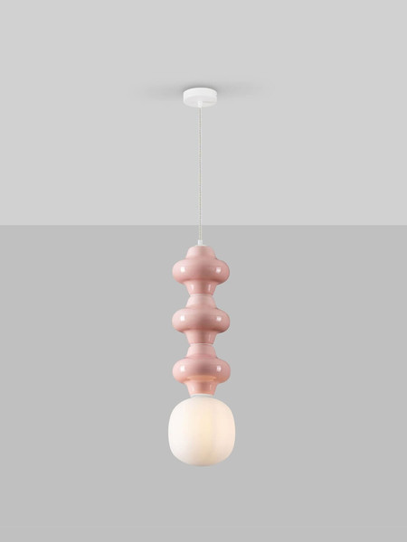 Nova Luce Pendelleuchte Clio E14 Pink Weiß Opal Glas Metall Ø18x240cm 9009121