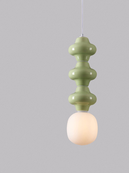 Nova Luce Pendelleuchte Clio E14 Grün Weiß Opal Glas Metall Ø18x240cm 9009122