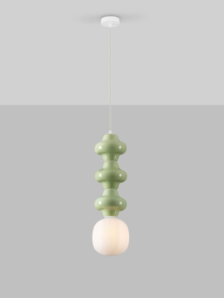 Nova Luce Pendelleuchte Clio E14 Grün Weiß Opal Glas Metall Ø18x240cm 9009122