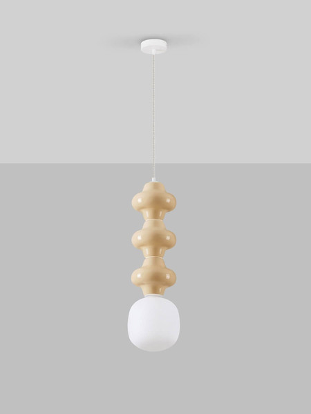 Nova Luce Pendelleuchte Clio E14 Gelb Weiß Opal Glas Metall Ø18x240cm 9009123