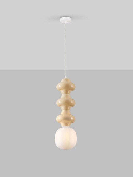 Nova Luce Pendelleuchte Clio E14 Gelb Weiß Opal Glas Metall Ø18x240cm 9009123