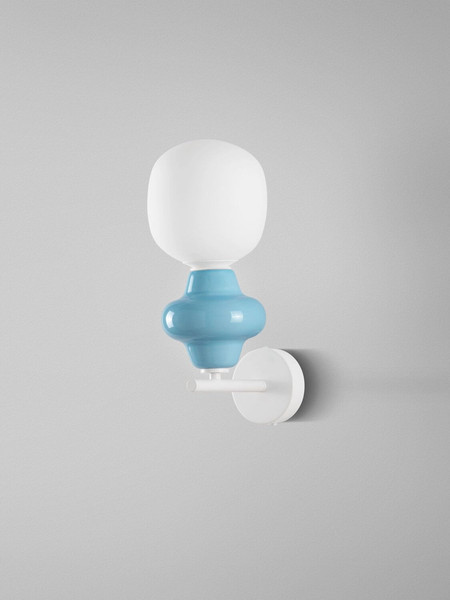 Nova Luce Wandleuchte Clio E14 Blau Weiß Opal Glas Metall Ø19cm 9009124