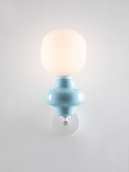 Nova Luce Wandleuchte Clio E14 Blau Weiß Opal Glas Metall Ø19cm 9009124