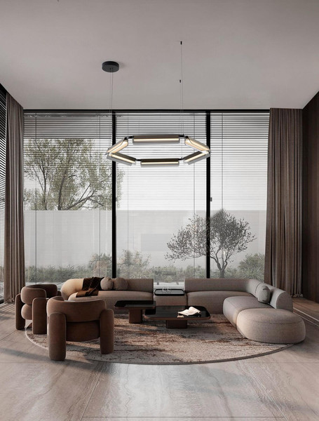 Nova Luce LED Pendelleuchte Apnea dimmbar 61W warmweiss 3000K Schwarz Gold Grau Glas Metall Ø103cm 9009131