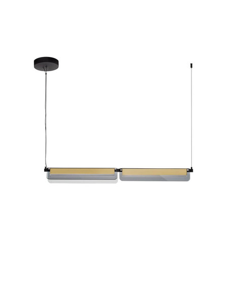 Nova Luce LED Pendelleuchte Apnea dimmbar 20W warmweiss 3000K Schwarz Gold Grau Glas Metall 93x7cm 9009133
