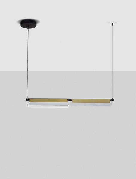 Nova Luce LED Pendelleuchte Apnea dimmbar 20W warmweiss 3000K Schwarz Gold Grau Glas Metall 93x7cm 9009133