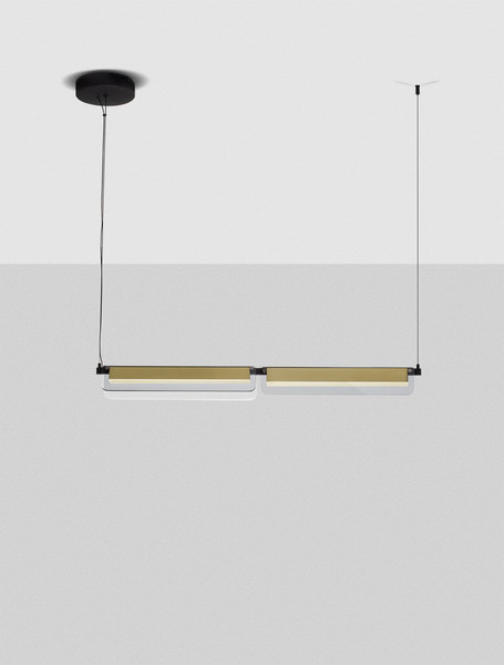 Nova Luce LED Pendelleuchte Apnea dimmbar 20W warmweiss 3000K Schwarz Gold Grau Glas Metall 93x7cm 9009133