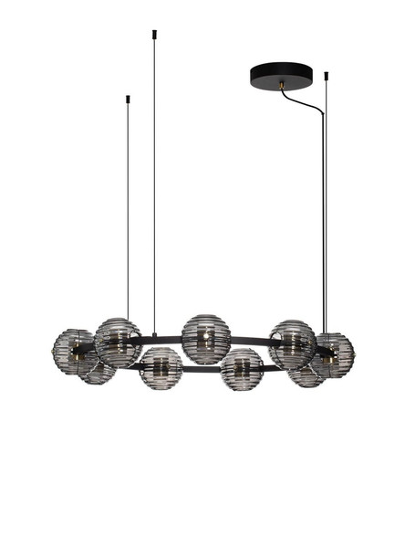 Nova Luce LED Pendelleuchte Las dimmbar 91W warmweiss 3000K Rauchgrau Schwarz Glas Metall Ø91cm 9009136