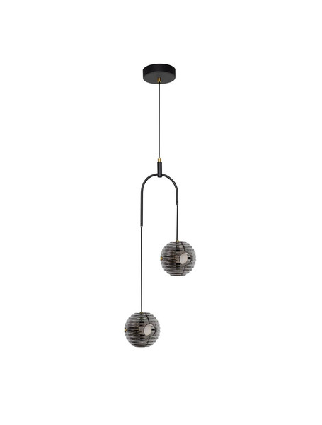 Nova Luce LED Pendelleuchte Las 20W warmweiss 3000K Rauchgrau Schwarz Glas Metall Ø31cm 9009138