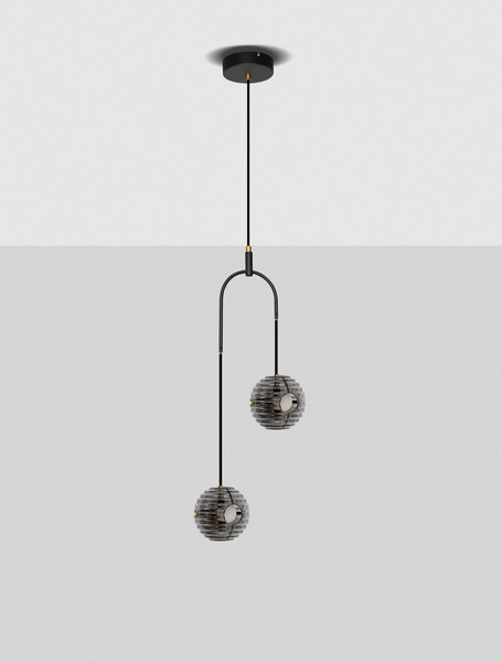 Nova Luce LED Pendelleuchte Las 20W warmweiss 3000K Rauchgrau Schwarz Glas Metall Ø31cm 9009138