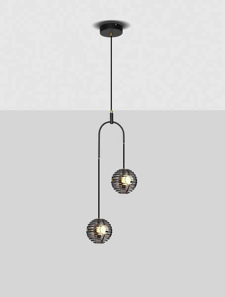 Nova Luce LED Pendelleuchte Las 20W warmweiss 3000K Rauchgrau Schwarz Glas Metall Ø31cm 9009138