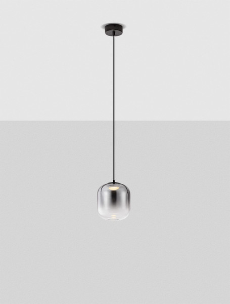 Nova Luce LED Pendelleuchte Aelia 3W warmweiss 3000K Rauchgrau Schwarz Glas Metall Ø14cm 9009140