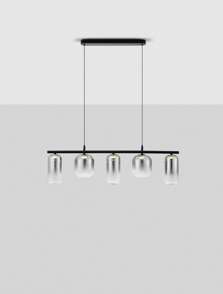 Nova Luce LED Pendelleuchte Aelia dimmbar 19W warmweiss 3000K Rauchgrau Schwarz Glas Metall 95x14cm 9009142
