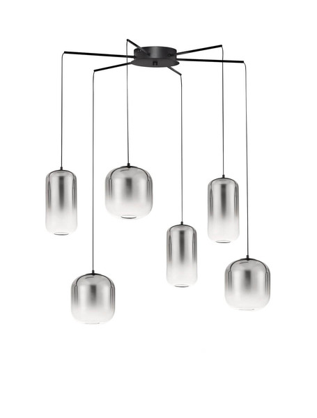 Nova Luce LED Pendelleuchte Aelia dimmbar 25W warmweiss 3000K Rauchgrau Schwarz Glas Metall Ø72cm 9009143