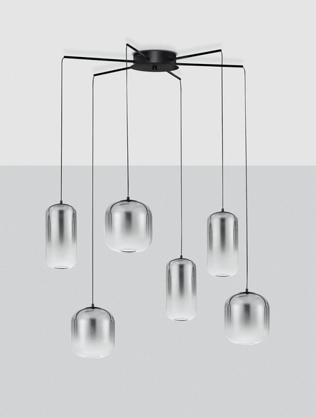 Nova Luce LED Pendelleuchte Aelia dimmbar 25W warmweiss 3000K Rauchgrau Schwarz Glas Metall Ø72cm 9009143