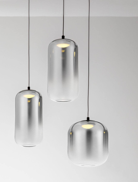 Nova Luce LED Pendelleuchte Aelia dimmbar 25W warmweiss 3000K Rauchgrau Schwarz Glas Metall Ø72cm 9009143