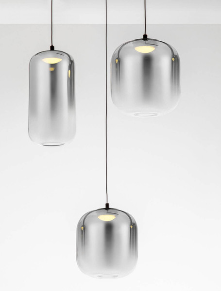 Nova Luce LED Pendelleuchte Aelia dimmbar 25W warmweiss 3000K Rauchgrau Schwarz Glas Metall Ø72cm 9009143