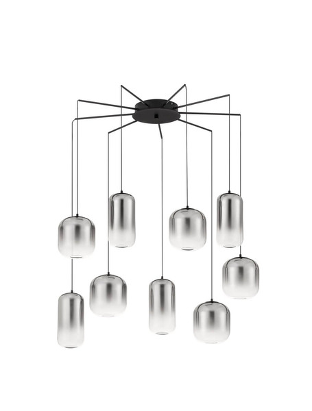 Nova Luce LED Pendelleuchte Aelia dimmbar 36W warmweiss 3000K Rauchgrau Schwarz Glas Metall Ø82cm 9009144