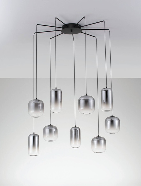 Nova Luce LED Pendelleuchte Aelia dimmbar 36W warmweiss 3000K Rauchgrau Schwarz Glas Metall Ø82cm 9009144
