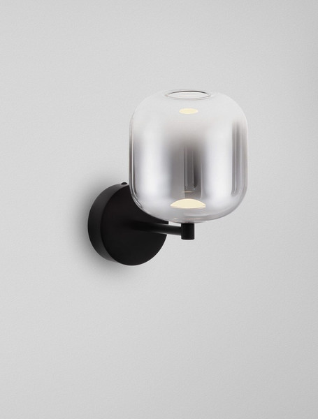 Nova Luce LED Wandleuchte Aelia 3W warmweiss 3000K Rauchgrau Schwarz Glas Metall 22x20,5cm 9009145