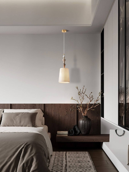 Nova Luce Pendelleuchte Damo E27 Braun Hellbraun Creme Metall Keramik Ø22cm 9009147