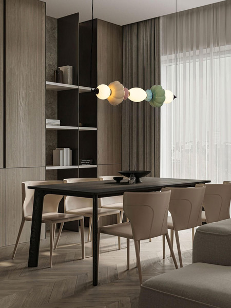 Nova Luce LED Pendelleuchte Oneta dimmbar 23W warmweiss 3000K Mehrfarbig Glas Keramik 90,5x20cm 9009158